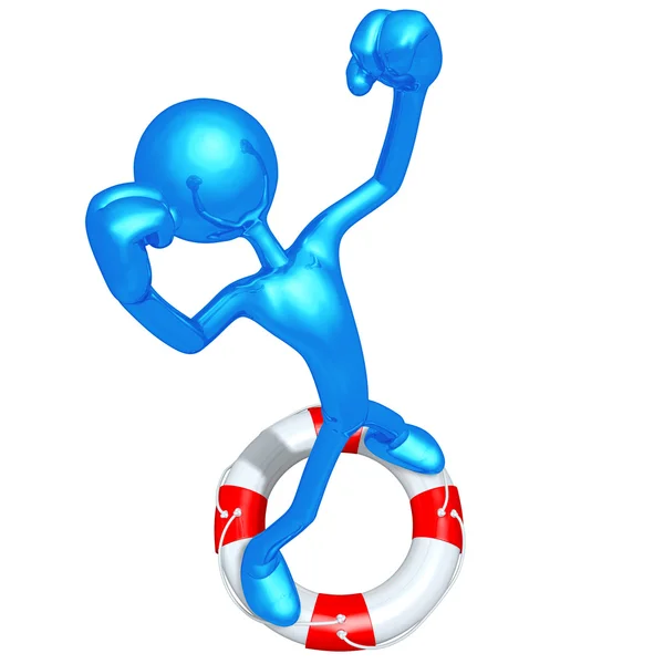 3D Character With Lifebuoy — Stock Photo, Image