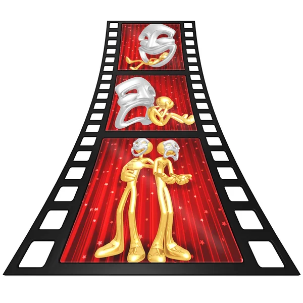3D Gold Guy Thespian Film Strip — Stock Photo, Image