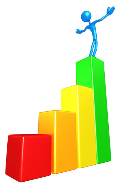 3D Character Bar Graph Success — Stock Photo, Image