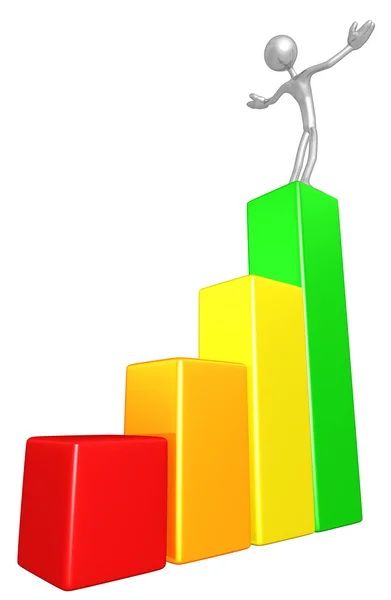 3D Character Bar Graph Success — Stock Photo, Image