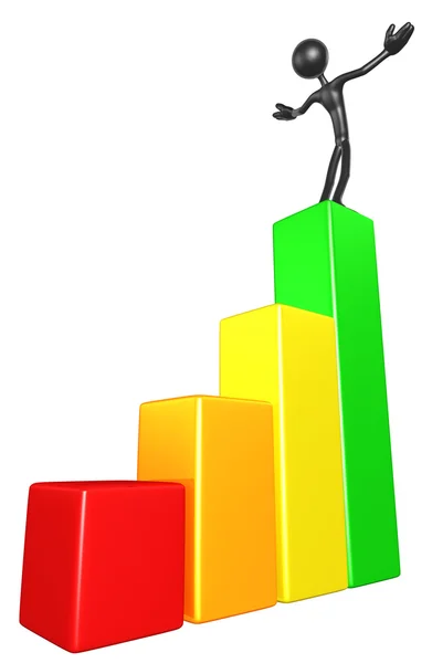 3D Character Bar Graph Success — Stock Photo, Image