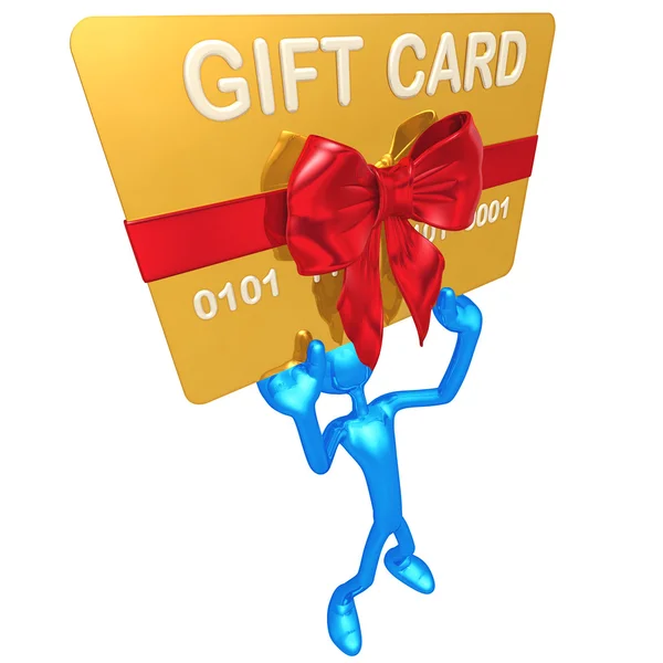 3D Character With Gift Card — Stock Photo, Image