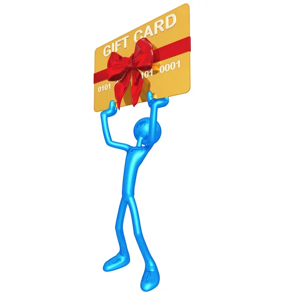 3D Character With Gift Card — Stock Photo, Image