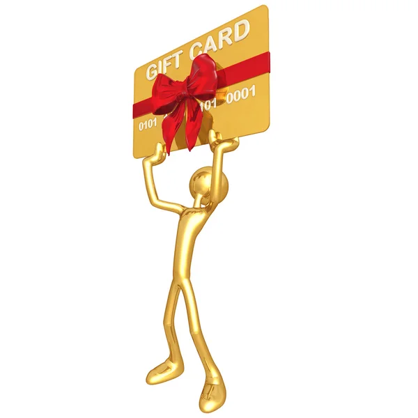 3D Character With Gift Card — Stock Photo, Image