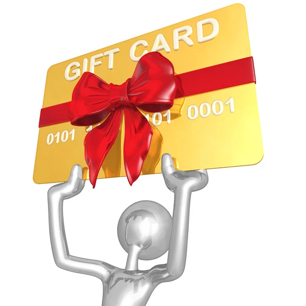 3D Character With Gift Card — Stock Photo, Image