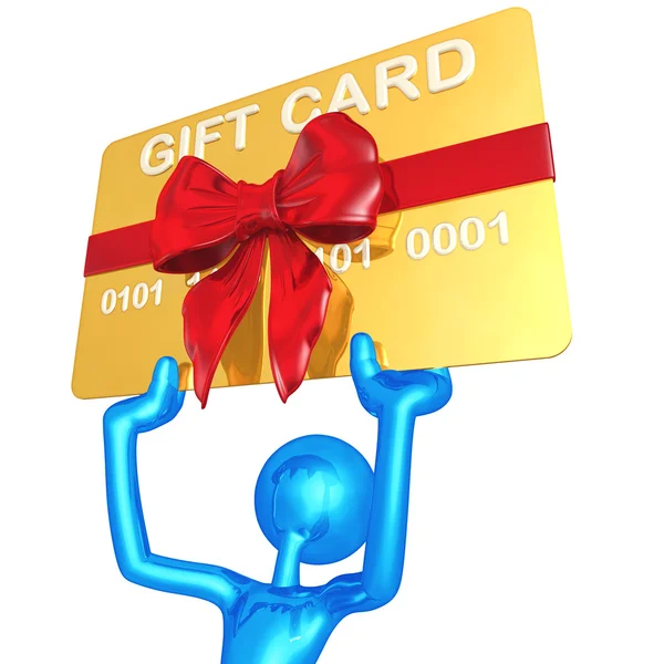 3D Character With Gift Card — Stock Photo, Image