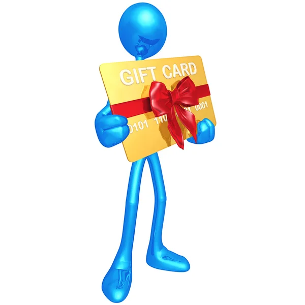 3D Character With Gift Card — Stock Photo, Image