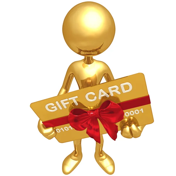 3D Character With Gift Card — Stock Photo, Image