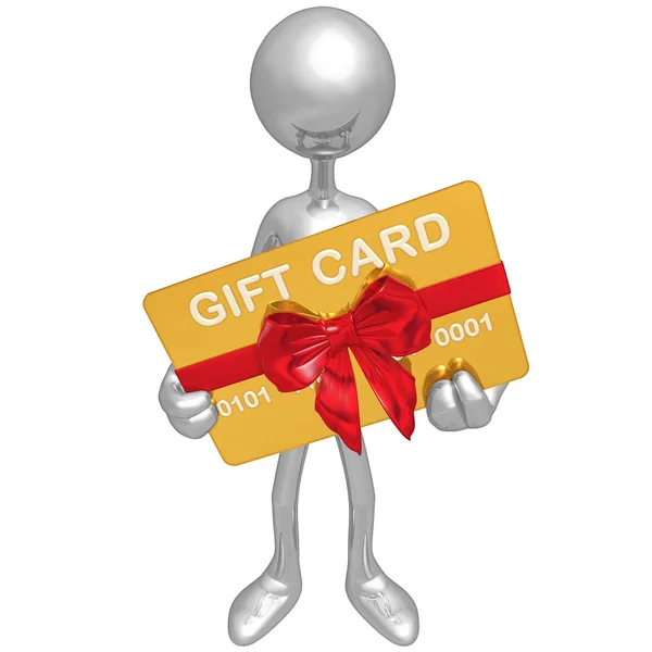 3D Character With Gift Card — Stock Photo, Image