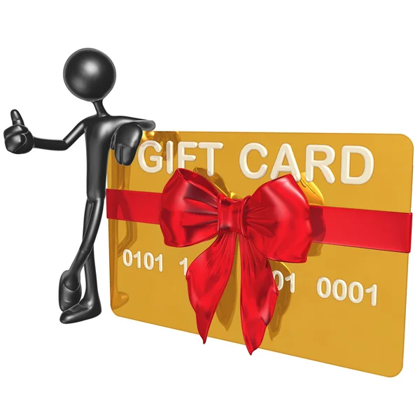 3D Character With Gift Card — Stock Photo, Image