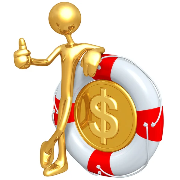 3D Character With Lifebuoy Dollar Coin — Stock Fotó