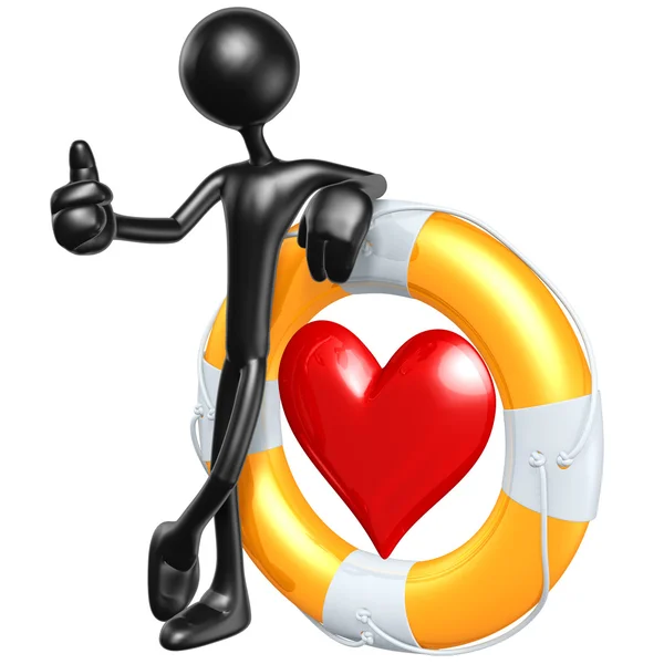 3D Character With Lifebuoy Heart — Stock Photo, Image