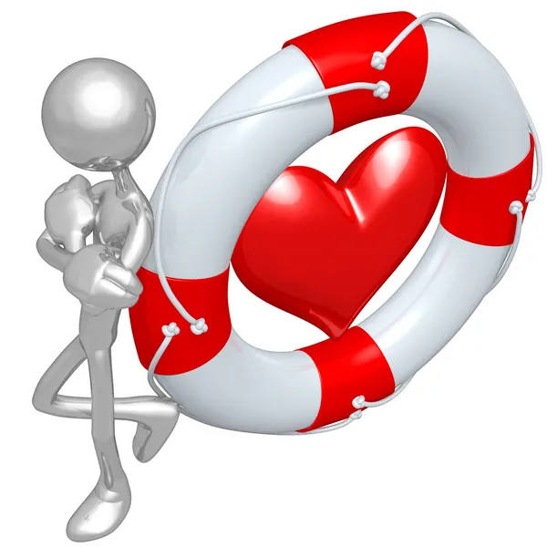 3D Character With Lifebuoy Heart — Stock Photo, Image