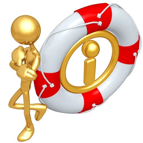 3D Character With Lifebuoy Information — Stock Photo, Image