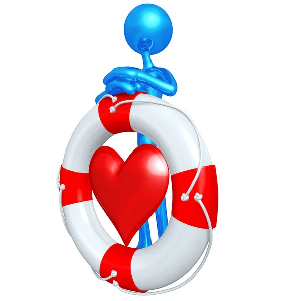 3D Character With Lifebuoy Heart — Stock Photo, Image