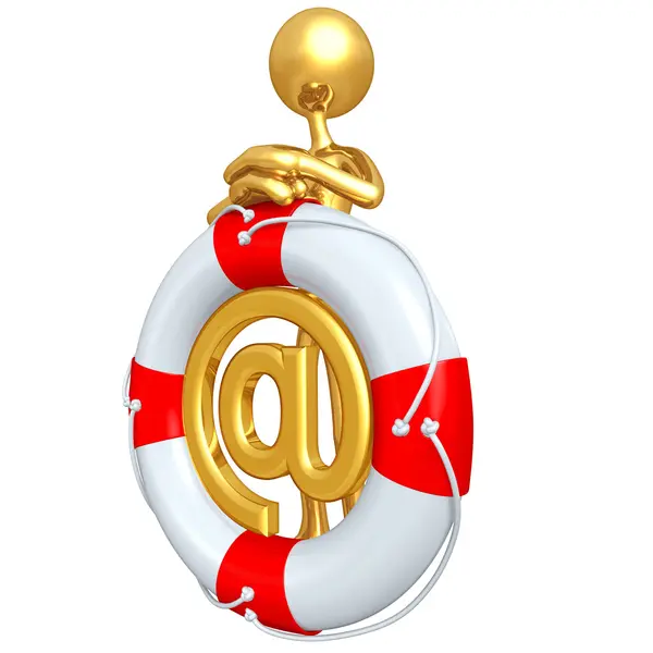 3D Character With Lifebuoy Email — Stock Photo, Image