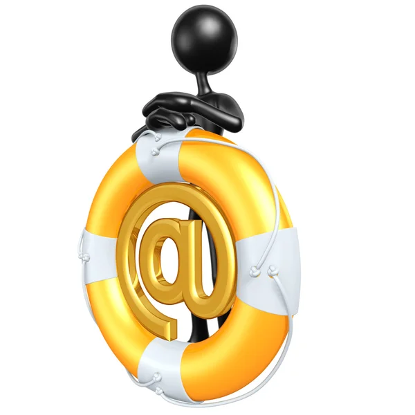 3D Character With Lifebuoy Email — Stock Photo, Image