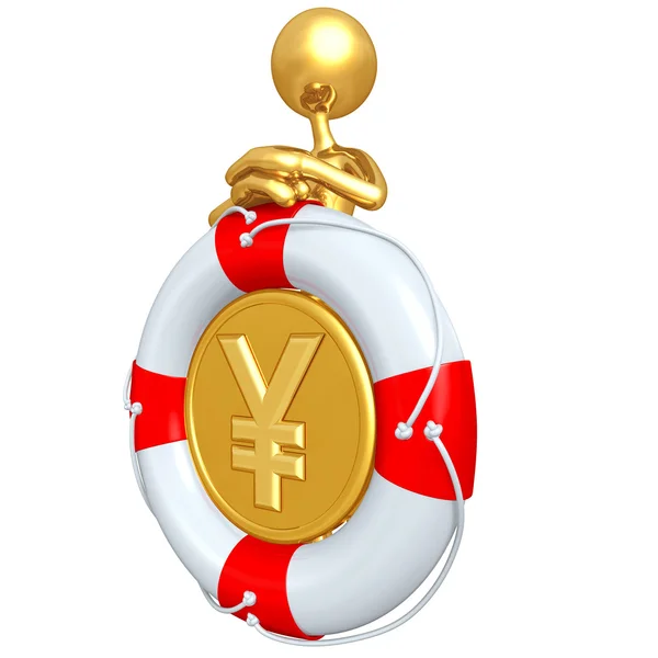 3D-персонаж з Lifebuoy Yen Coin — стокове фото