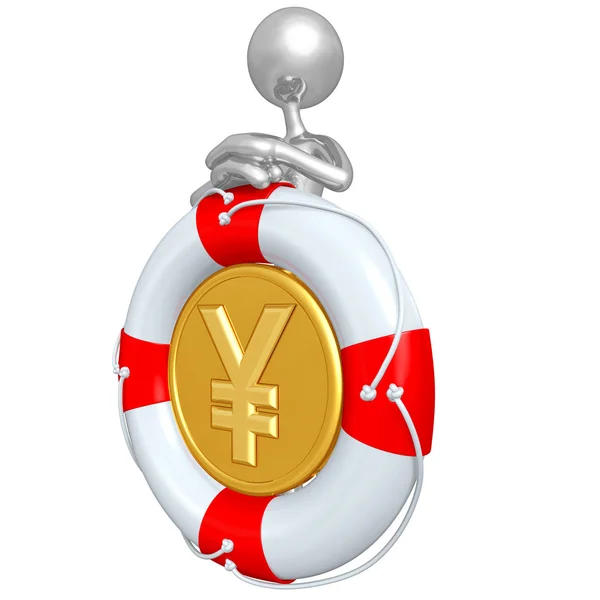 3D-персонаж з Lifebuoy Yen Coin — стокове фото