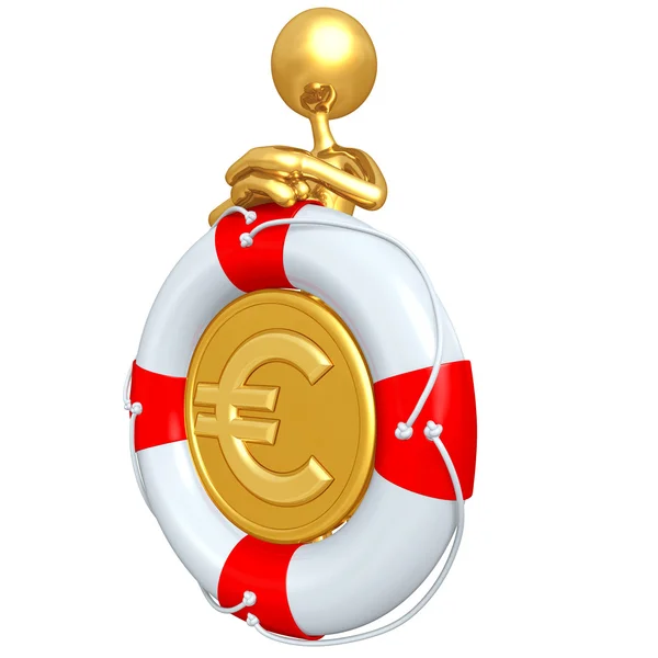 3D-s karakter mentőgyűrűt euro-érme — Stock Fotó