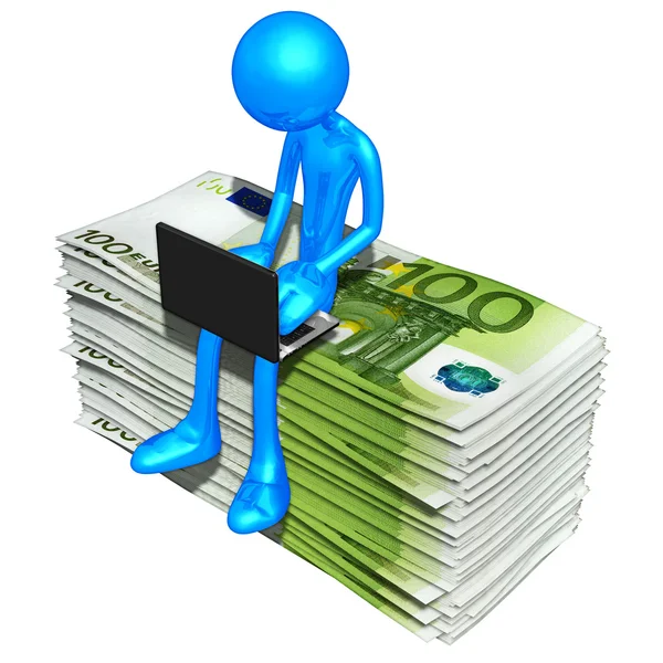 Online com dinheiro — Fotografia de Stock
