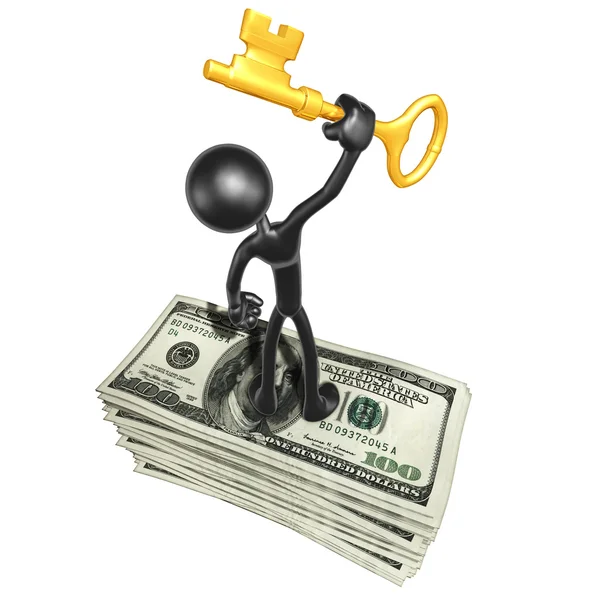 With Money And Gold Key — Stock Photo, Image