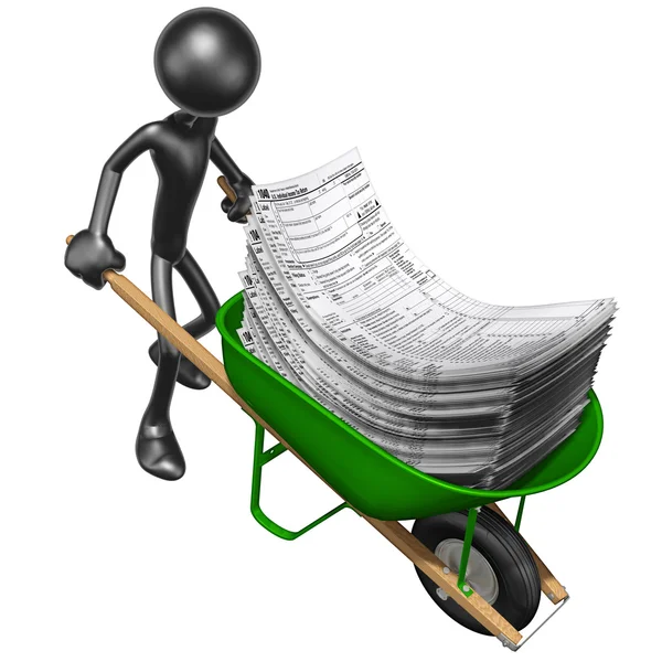 Wheelbarrow Full Of Tax Forms — Stock Photo, Image