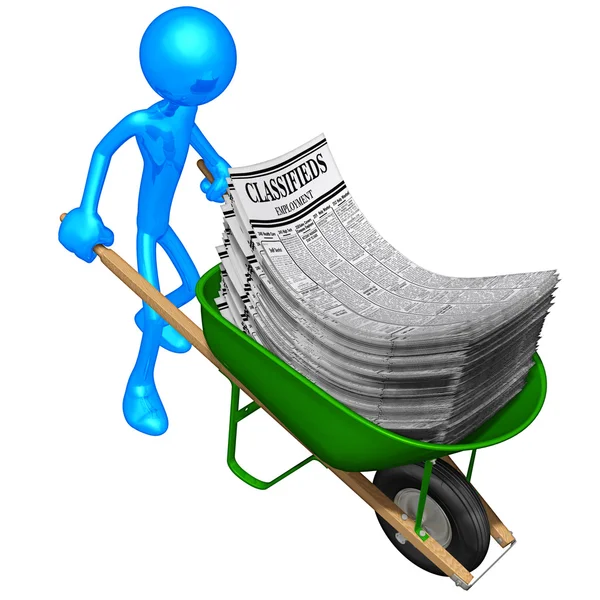 Wheelbarrow Full Of Employment Classifieds — Stock Photo, Image