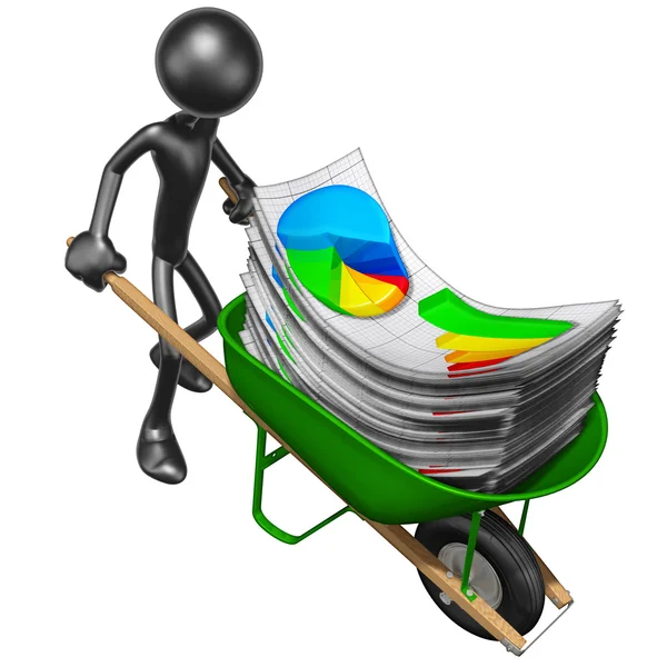 Wheelbarrow Full Of Business Reports — Stock Photo, Image