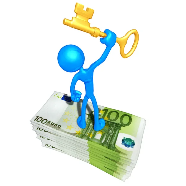 With Money And Gold Key — Stock Photo, Image