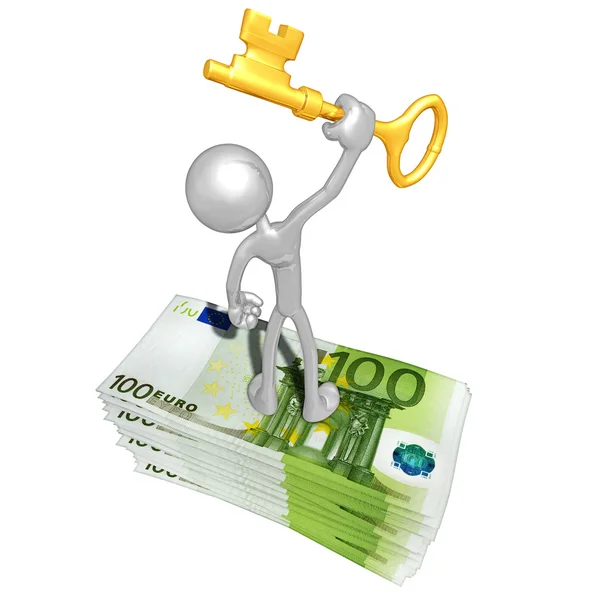 With Money And Gold Key — Stock Photo, Image