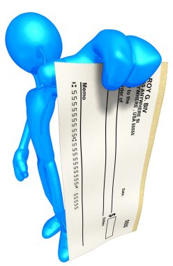 Açık çek ile 3D karakter