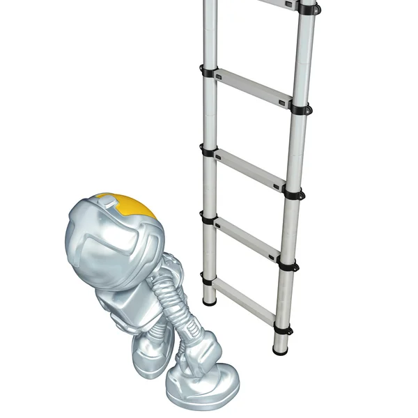 Mini astronaut met ladder — Stockfoto