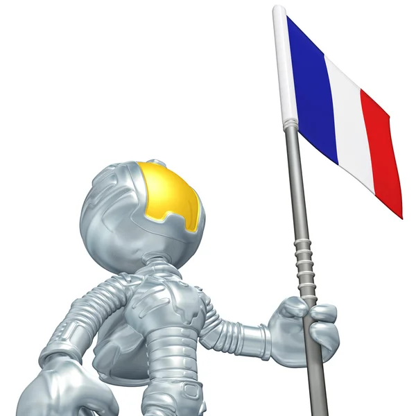 Mini astronauta con bandera — Foto de Stock