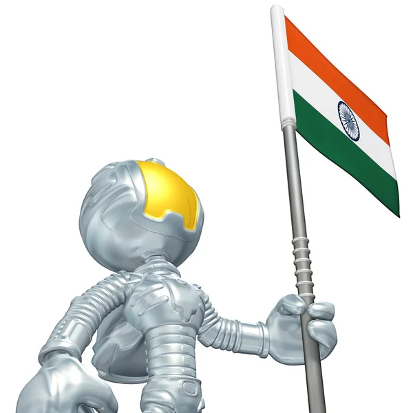 Mini astronot bayrak ile — Stok fotoğraf