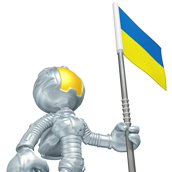 Mini Astronaut With Flag — Stock Photo, Image