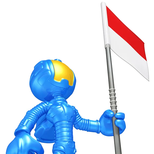 Mini astronauta con bandera —  Fotos de Stock