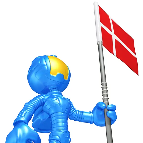 Mini Astronaut With Flag — Stock Photo, Image