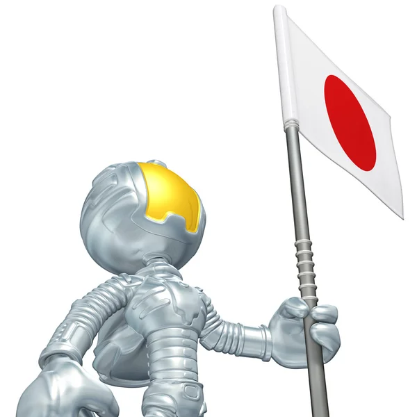 Mini astronaut med flagga — Stockfoto