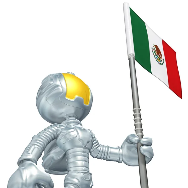 Mini astronauta con bandera —  Fotos de Stock