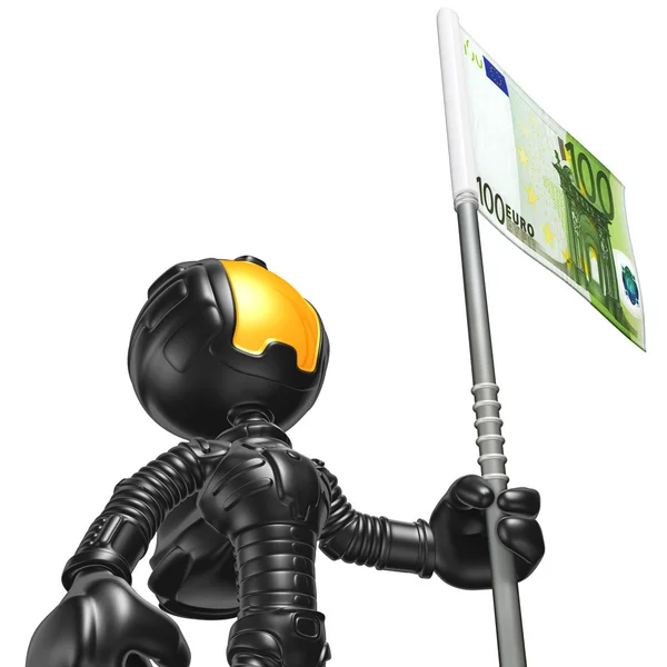 Mini astronauta con bandera de dinero — Foto de Stock