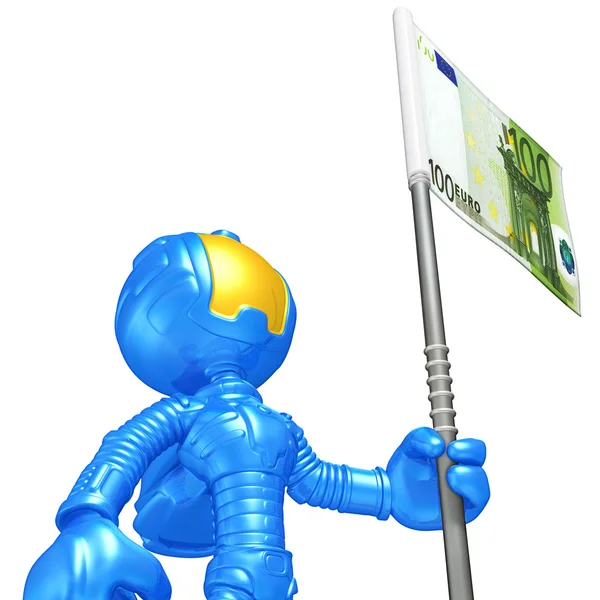 Mini Astronaut With Money Flag — Stock Photo, Image