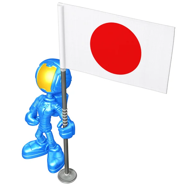 Мини-астронавт с флагом — стоковое фото