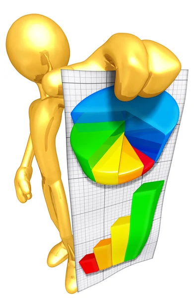 Carattere 3D con Business Report — Foto Stock