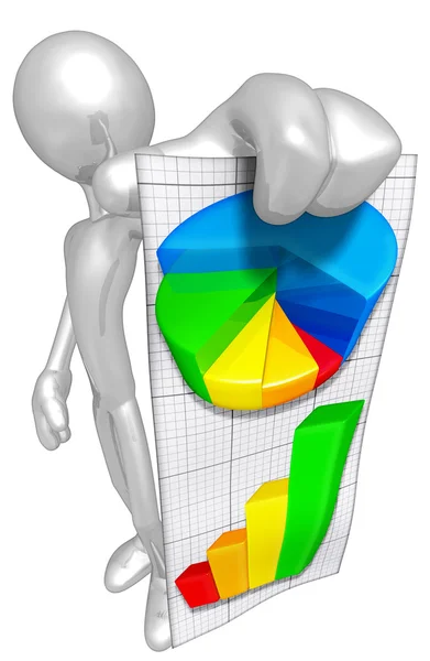 3D-Charakter mit Geschäftsbericht — Stockfoto