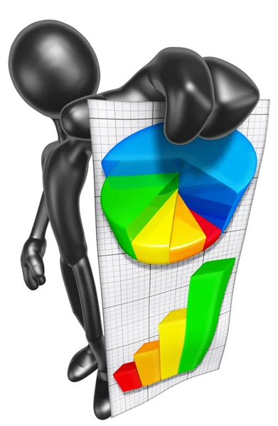 사업 보고서와 함께 3d 캐릭터 — 스톡 사진