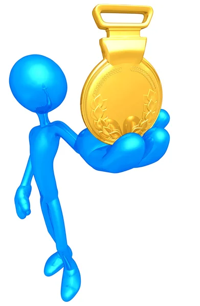 Holding Gold Medal — Stock Photo, Image