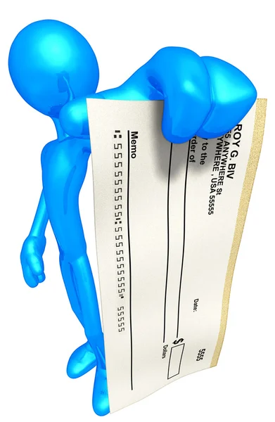 3D Character With Blank Check — Stock Photo, Image