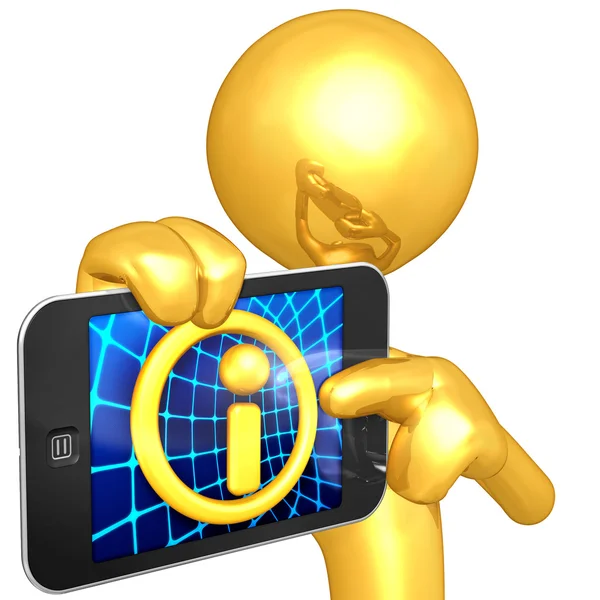 Gold Guy With Touch Screen Information — Stock Photo, Image