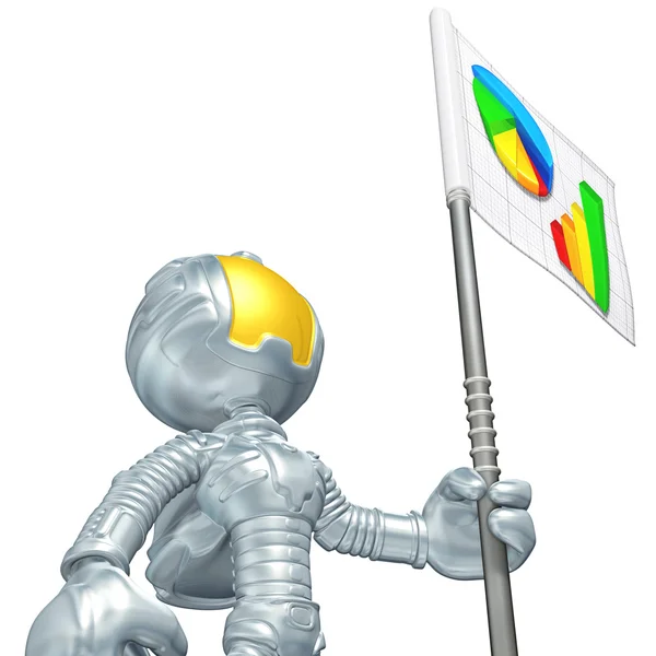 Mini astronaute avec drapeau d'argent Images De Stock Libres De Droits